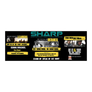 Sharp Leaders, Heroes, Together Culture Banner 4' x 10' Vinyl Banner