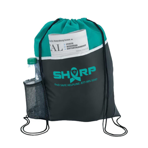 Drawstring Bag with Water Bottle Pocket - Image 2