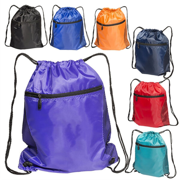 Drawstring Bag with Mesh Inserts - Image 2