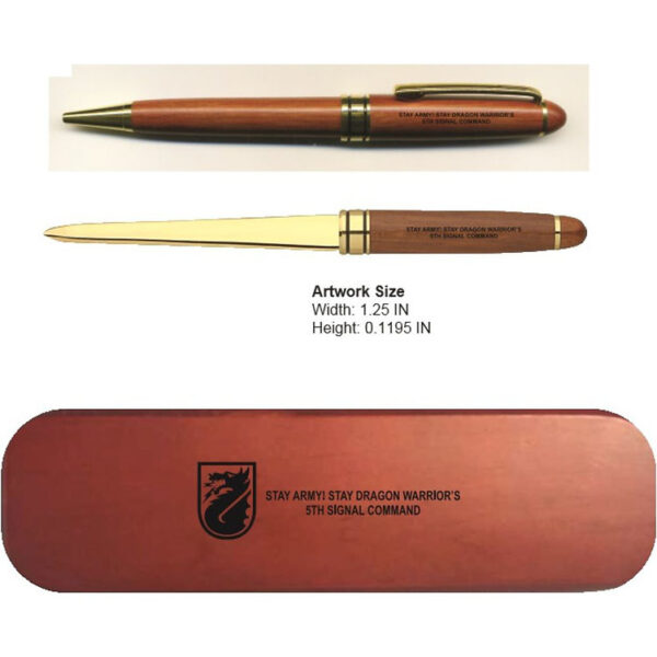 Rosewood Pen and Letter Opener with Case - Image 2