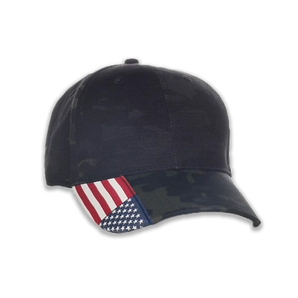 Black Multicam Cap w/ Flag Visor - Image 2