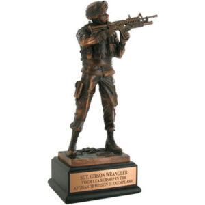 11-1/2 INCH ARMY SOLDIER TROPHY, ELECTROPLATED IN BRONZE