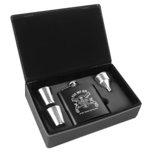 Laser Engraved 6oz. Stainless Steel Flask Gift Set