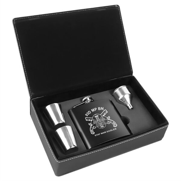 Laser Engraved 6oz. Stainless Steel Flask Gift Set