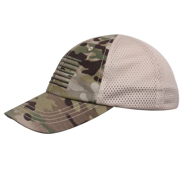 Multicam Tactical Mesh Back Cap With Embroidered US Flag - Image 3