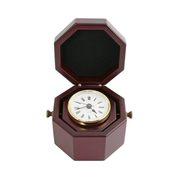 Rosewood Finish Clock with Swiveling Knobs - Image 2