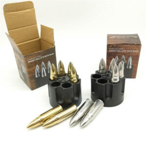 Set of 6 Whiskey Bullets Stainless Steel in Revolver Base