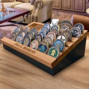 Wooden Desktop Medallion Stand w/Storage