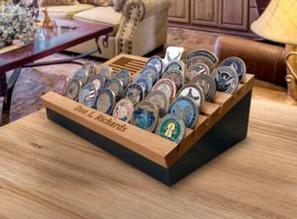 Wooden Desktop Medallion Stand w/Storage