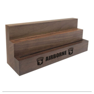 2 Tier Walnut Wood  Coin Holder 3 1/2" x 8" - holds upto 8 coins