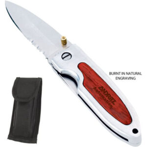Stainless Steel Pocket Knife with Rosewood Insert