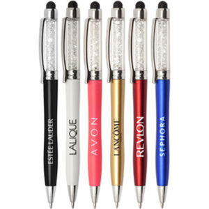 Slender Crystalline Ballpoint Pen with Stylus
