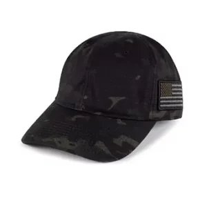 Black Multicam and Multicam Hat with Flag