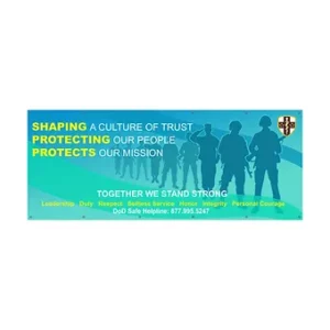 Sharp Protects Teal 4' x 10' 18 oz. Vinyl Banner Single-Sided