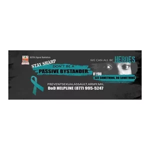 Sharp Passive Bystander Banner  (teal) 4' x 10' Vinyl Banner Single